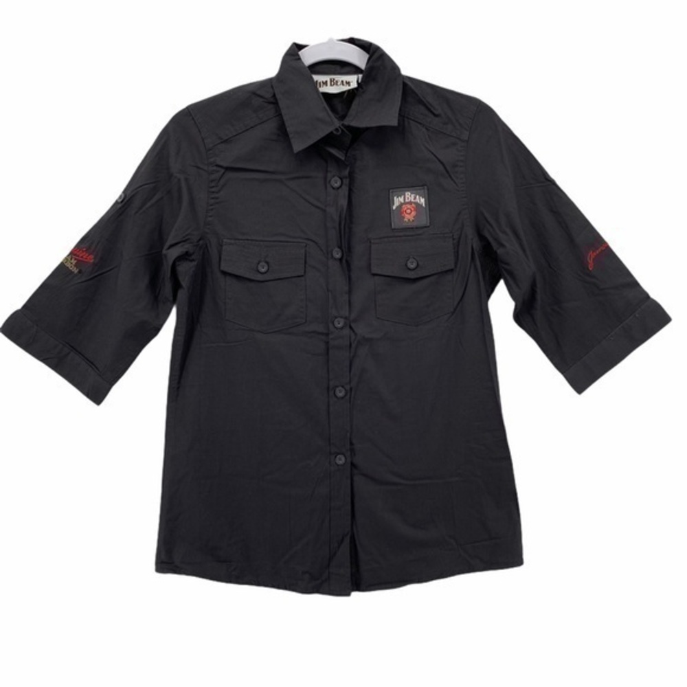 Jim Beam Womens Size S‎ Roll Tab Sleeve Collared Button Front Shirt